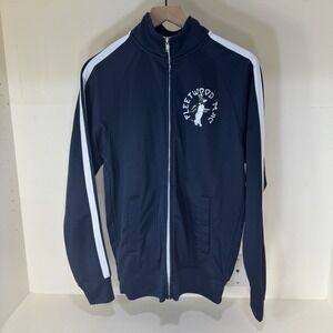 Fleetwood Mac‎ Track Jacket Size Medium Full Zip Navy Blue White Stripe Music